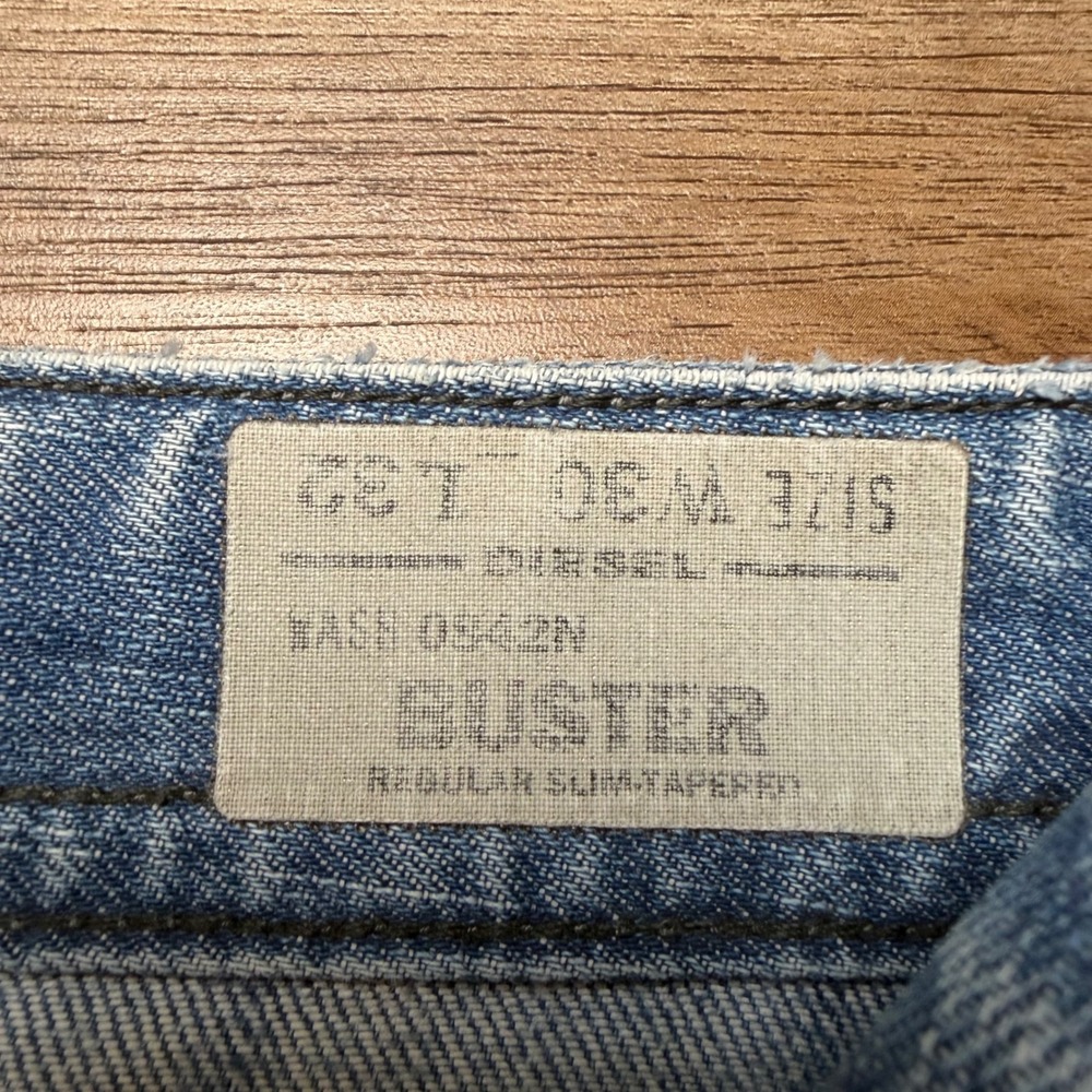 Diesel Buster Jeans Mens 30x32 Blue Light Wash Slim Tapered Distressed 0842N - Picture 5 of 14